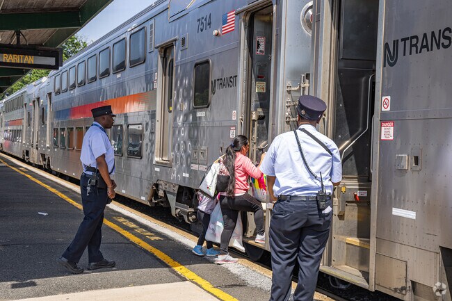 Bradley Gardens residents have an easy commute thanks to the Raritan NJ Transit station.