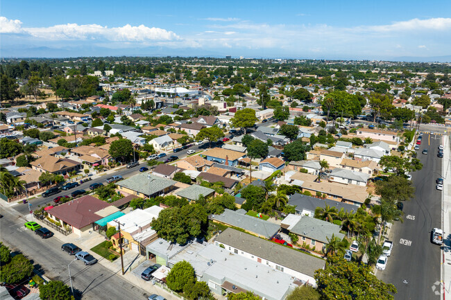 An aerial view of the community of Upper Westside, Long Beach.