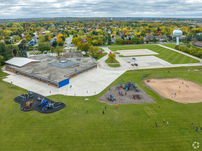 There are multiple playgrounds for Hillcrest Elementary School students to enjoy during recess.