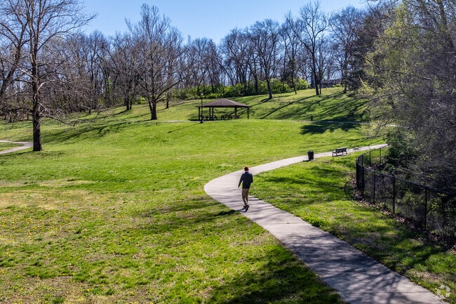 Vineyard Park features paved trails for walking and biking.