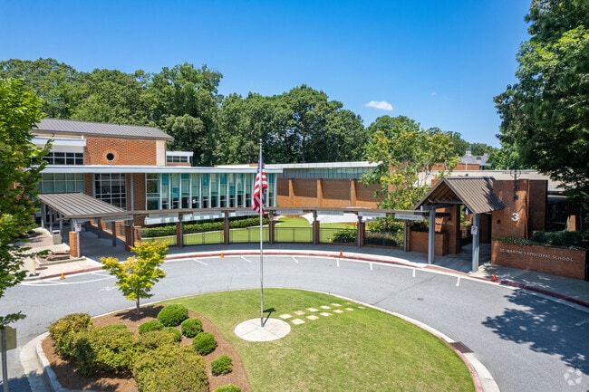 The entrances and circular drive at St Martin's Episcopal School in Brookhaven, GA.