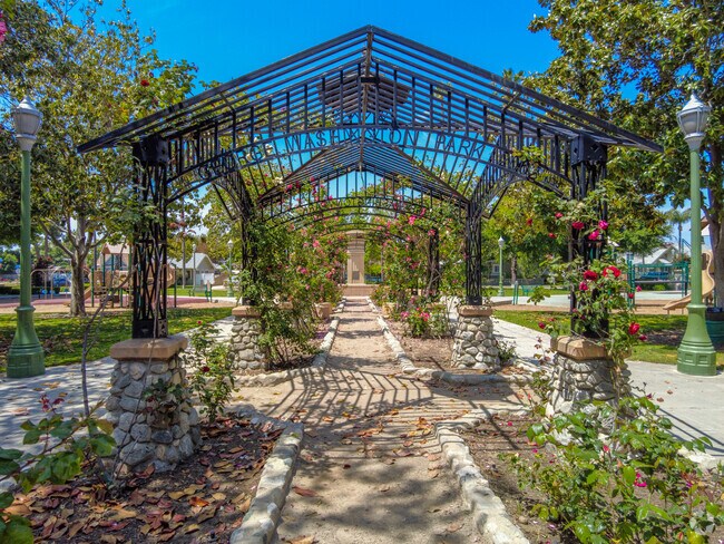George Washington Park near downtown Anaheim provides open space and playgrounds.