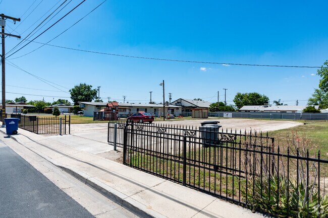 The gate at Sequoia Christian Academy leads to the side parking.