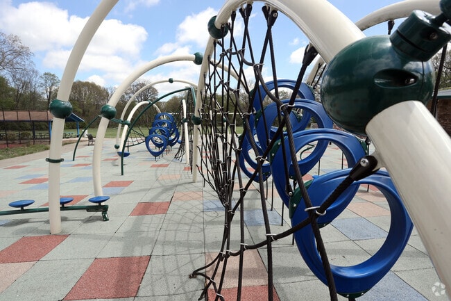 Solomon Park hosts a large modern style playground in the Crooked Creek neighborhood.