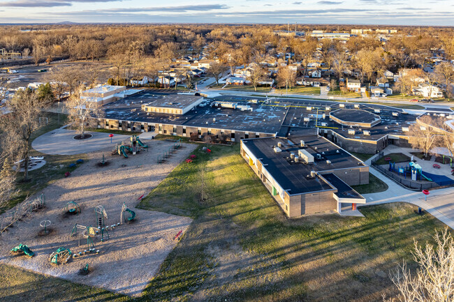 Aerial view of Roosevelt/Mcgrath Elementary School play area.