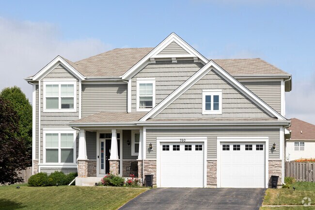 Large single family homes with two car garages are found in Pingree Grove.