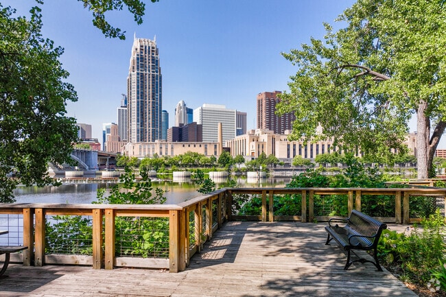 A view from Nicollet Island of downtown Minneapolis.