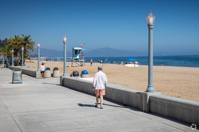 Strolling down the boardwalk in nearby Santa Barbara.