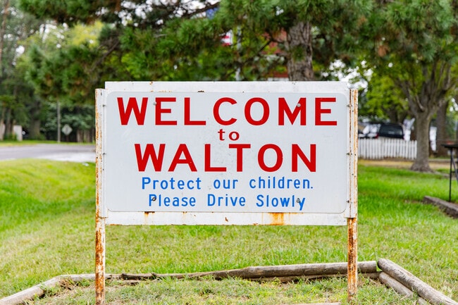 A sign welcomes residents and visitors alike when passing through Walton.