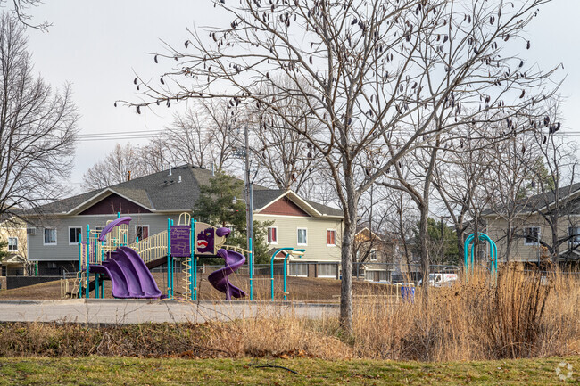 Riverview Elementary School has a brightly colored playground.