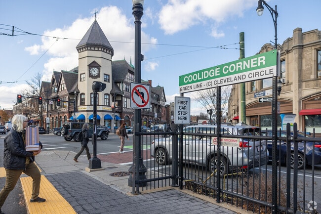 Coolidge Corner in Brookline is a bustling neighborhood with great public transportation.