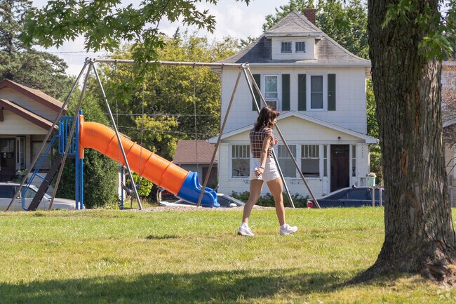 Hammond Park has a colorful slide in Superior, Wisconsin.
