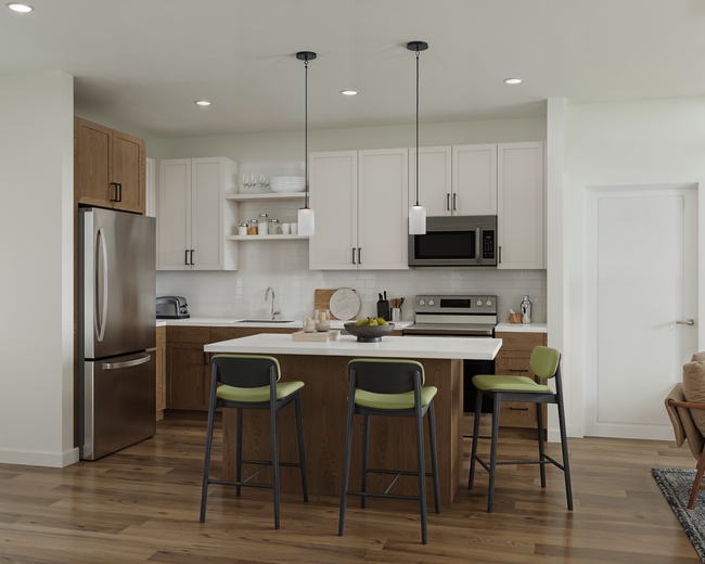 The Truette Apartments Open Kitchen with Kitchen Island
