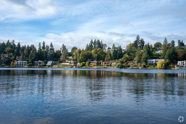 A stunning row of homes on Lake Washington near Clyde Hill.