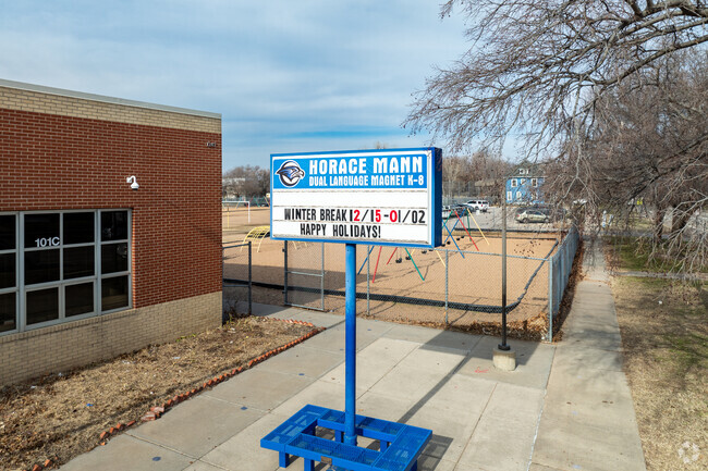 Here is the sign for Horace Mann Dual Language Magnet School.