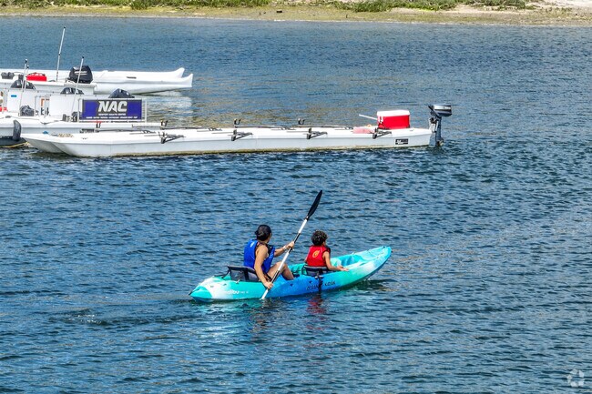 Kayaking is a popular activity in and around the Mariners neighborhood, taking advantage of the calm seas in Newport Harbor and Back Bay.