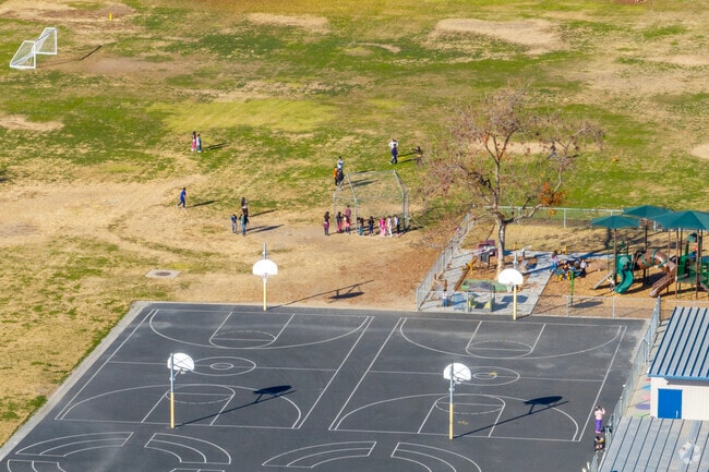 The playground and athletic courts are a hit amongst students at the Lincoln Elementary School.
