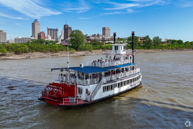 Memphis Riverboats offer tourists river cruises that pass by Mud Island.