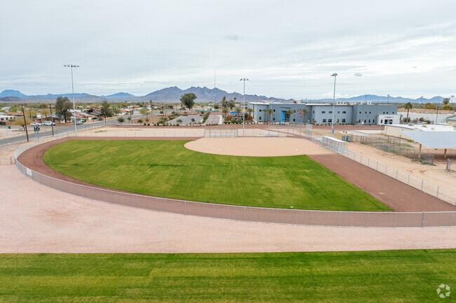 Run the bases on the baseball field at Gila Bend Elementary School in Gila Bend.