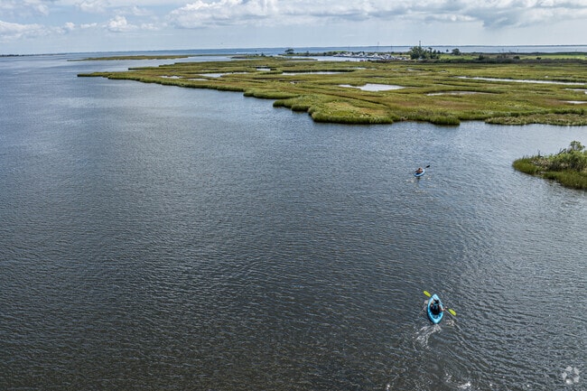 Kayaking on the Connetquot River, faces south.