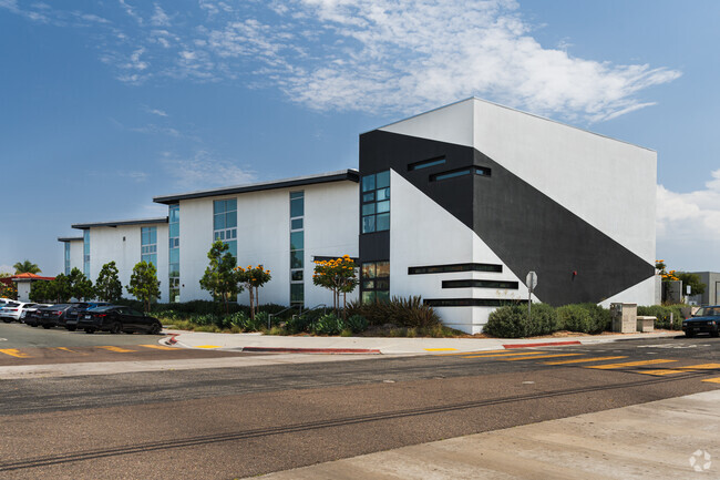 Side view of the Modern Architecture design of San Diego Global Vision Academy.