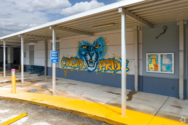 Central Avenue Elementary School is home of the Cougars, as displayed in this art mural.