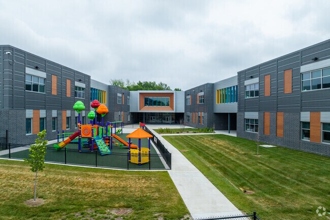 Students love the colorful playground at Urbandale's Olmsted Elementary School.