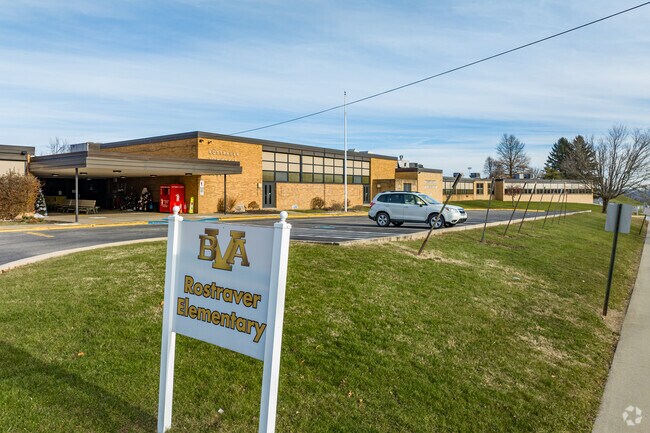 All signs lead to Rostraver Elementary School.