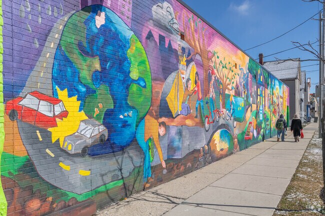 There are beautiful Murals in Clarke Square.