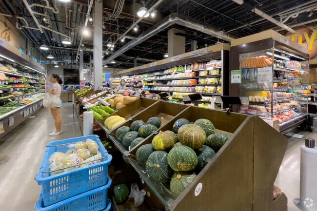 H Mart has rows upon rows of international items and fresh produce, some local.