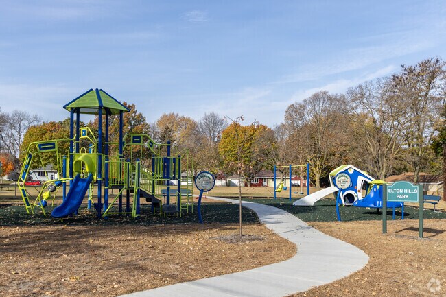 Elton Hills Park has a split playground for different aged kids.