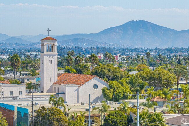 Normal Heights United Church is a prominent landmark in the center of the neighborhood.