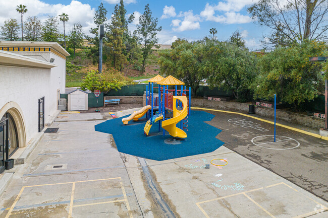 JCS Manzanita Elementary's fenced playground is right outside for kids to play during recess.