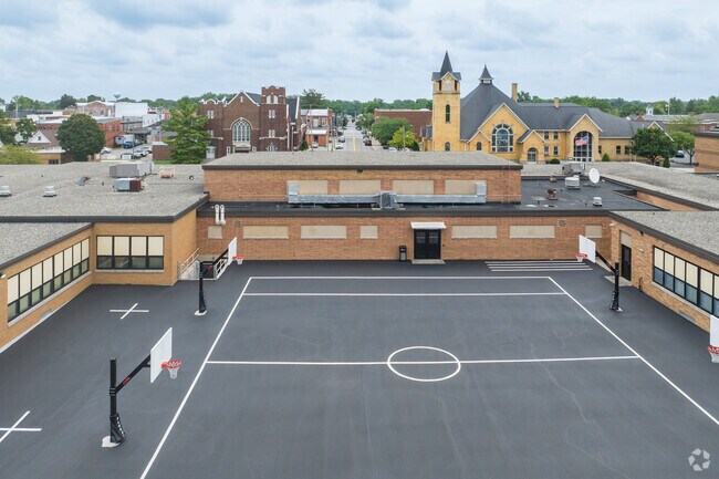Bluffton Elementary students enjoy basketball courts and outdoor play during daily recess.