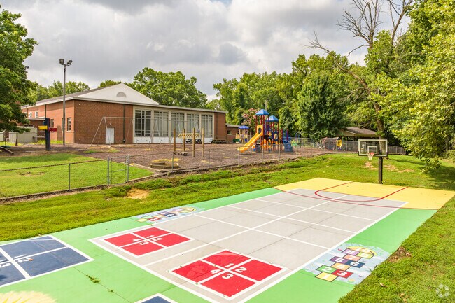 High Point Friends School features a colorful basketball court.
