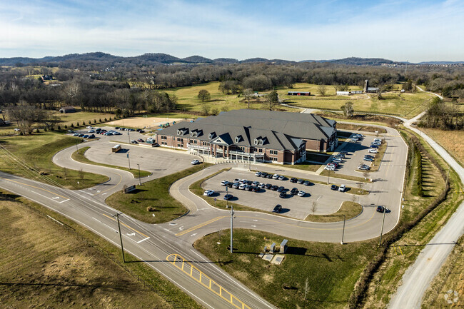 Mountains can be seen in the distance of Creekside Elementary School.