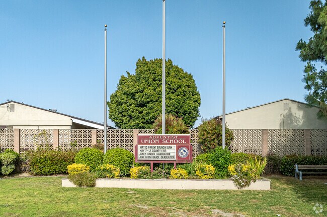 The front sign at Adventist Union School in Bellflower.