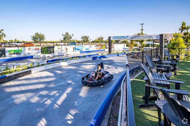 Go-kart racing draws crowds at Pecan Lake Entertainment.