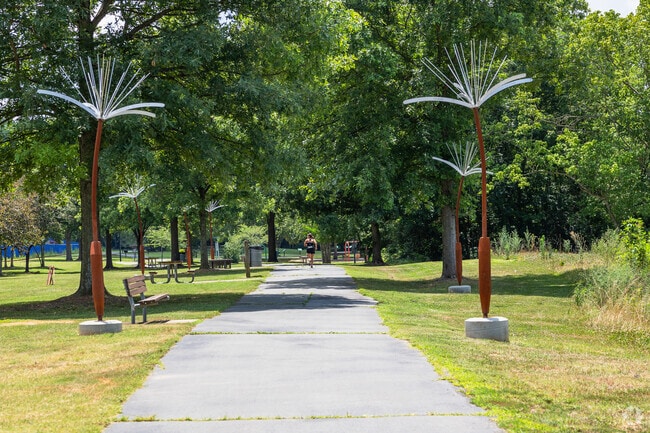 Seversville Park in Charlotte has wide trails for jogging or biking in Seversville, NC.