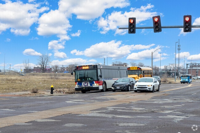 There are bus stops located throughout Carr Square for easy access to public transportation.