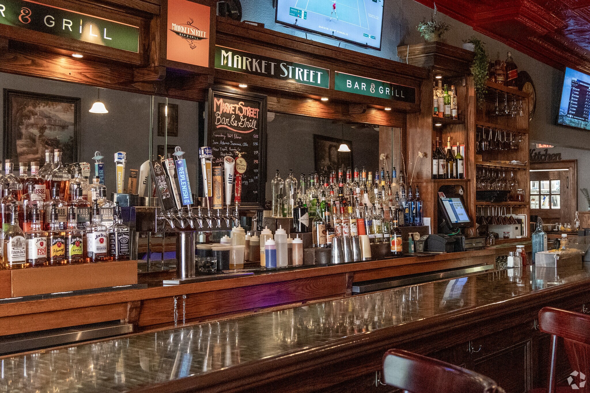 Get a drink at the Market Street Bar & Grill in Providence.