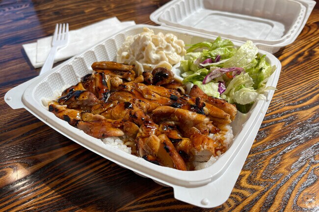 Chicken Teriyaki combo served at Don’s BBQ, a local favorite in Harbor City.