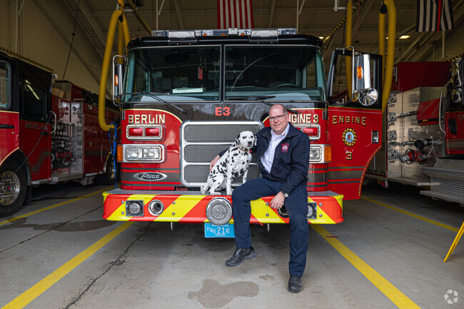 Chief Michael and his partner Lily can be found helping around town in the Berlin fire truck.