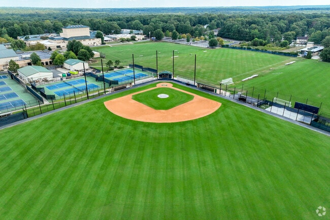 Fresh cut green baseball field at The Steward School.