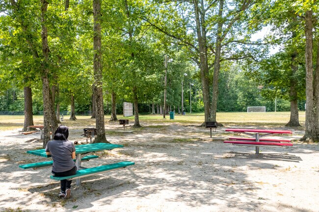 Plenty of picnic tables under the shade at Peter Volpa Memorial Park in Winslow, NJ.
