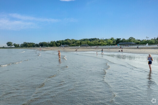 Mid-Country West residents enjoy the beach at Greenwich Point Park.