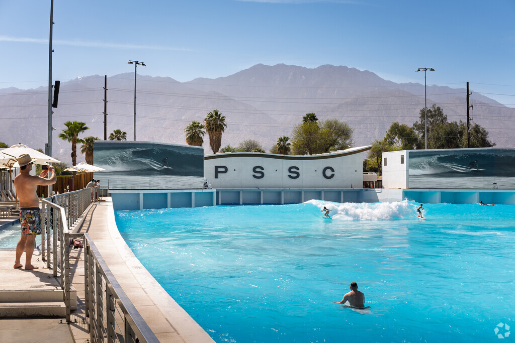 Catch a wave in the desert at The Palm Springs Surf Club, near Los Compadres.