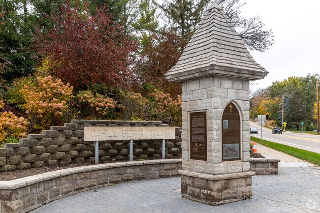 The Cahill Settlement monument in Prospect Knolls honors historic St. Patrick's Church.