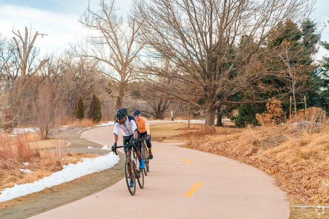A curving stretch of the Platt River Trail cuts through Pasquinel's Landing Park.