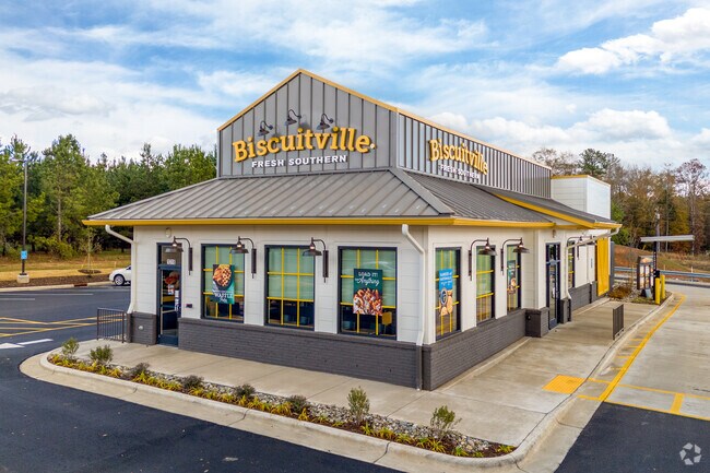 You can find new chain restaurants like Biscuitville just north of downtown Lancaster.